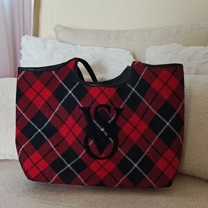 Red and Black Plaid Victoria Secret Tote